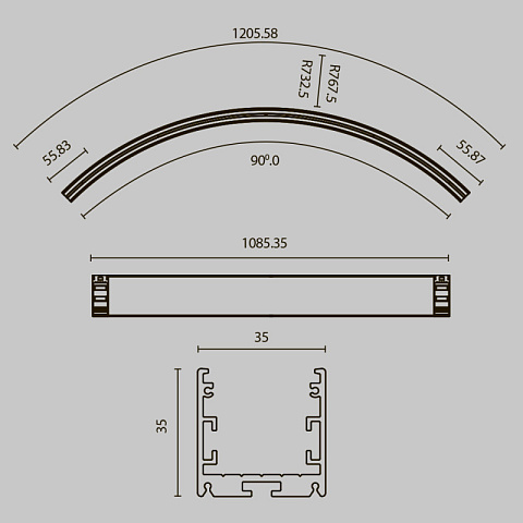 Профиль Maytoni ALM-3535R-B-D-90°-1.5M