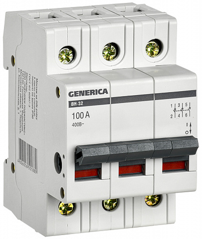 IEK GENERICA Выключатель нагрузки (мини-рубильник) ВН-32 3Р 100А