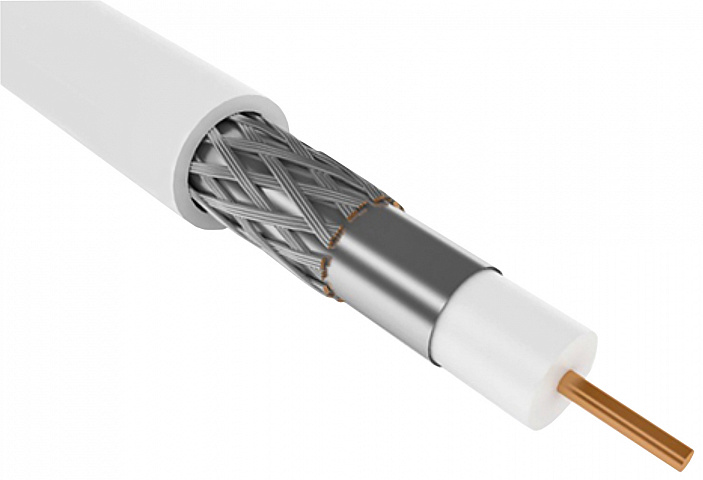 IEK Каб. коаксиал. RG6 CCS 75Ом FPE PVC бел. (100м) GENERICA