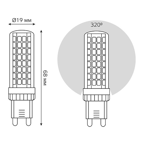 Лампа светодиодная Gauss G9 6,5W 3000К прозрачная 107309106