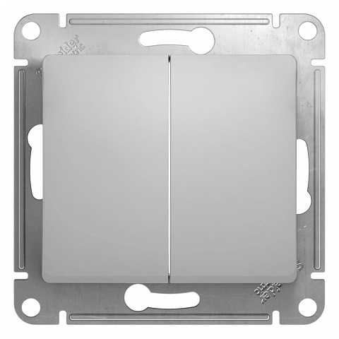 Systeme Electric Glossa Алюминий Переключатель 2-клавишный, сх.6, 10АХ