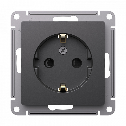 Systeme Electric AtlasDesign Базальт Розетка с/з со шторками, 16А, механизм