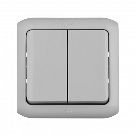 Legrand Quteo Сер Выключатель 2-клавишный IP44 10А