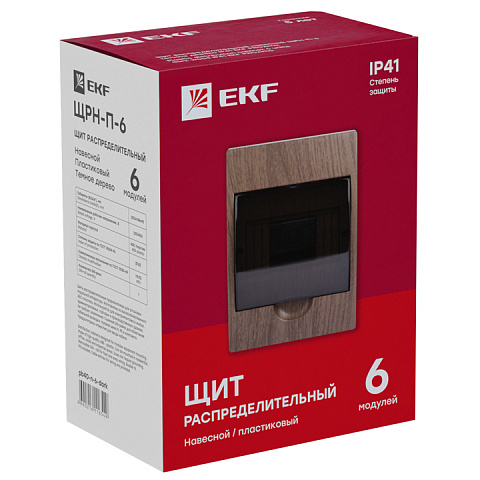 EKF PROxima Щит распределительный навесной ЩРН-П- 6 темное дерево IP41
