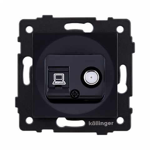 Розетка двойная спутниковая SAT + RJ45 Cat.6, черный Kollinger REA-022BK для Aspekt, Eleganz, Reflex