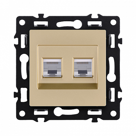 Розетка двойная Ethernet RJ45 Cat.6, золотой Kollinger Asthetik AS-018GD