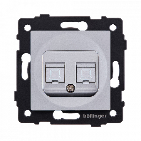 Розетка двойная Ethernet RJ45 Cat.6, серый Kollinger REA-019GY для Aspekt, Eleganz, Reflex