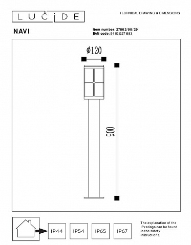 Уличный светильник Lucide Navi 27802/90/29