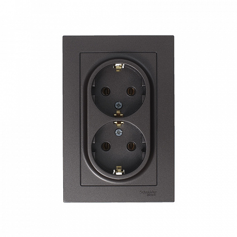 Systeme Electric AtlasDesign Мокко Розетка с/з двойная, 16А, в сборе