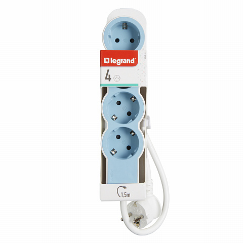 Legrand Revolution Стандарт Бело-голубой Удлинитель 4x2К+З, кабель 1,5м