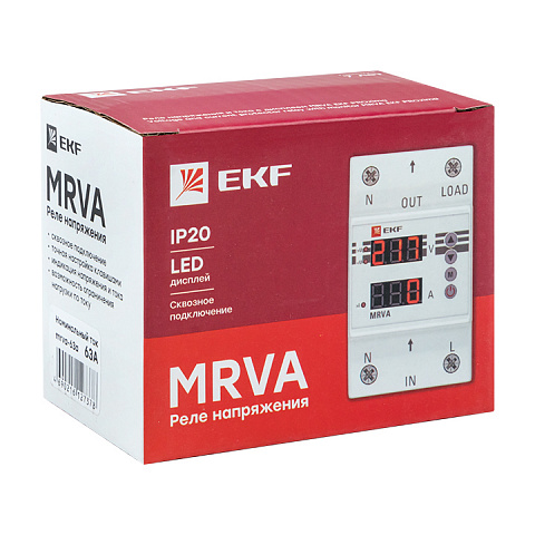 EKF PROxima Реле напряжения и тока с дисплеем MRVA 63A