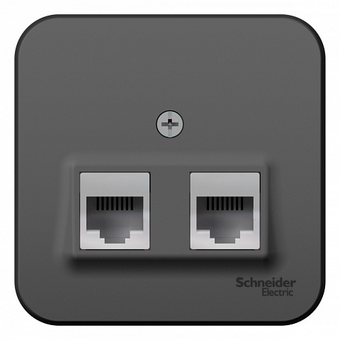 Systeme Electric Blanca наруж Антрацит Розетка 2-ая ТЛФ/КОМП, RJ45+RJ11, кат.5E, изолир. пластина