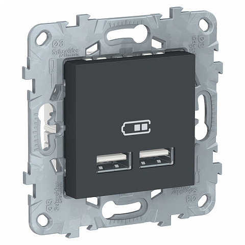 Schneider Electric Unica New Антрацит Розетка USB, двойная, 5 В / 2100 мА