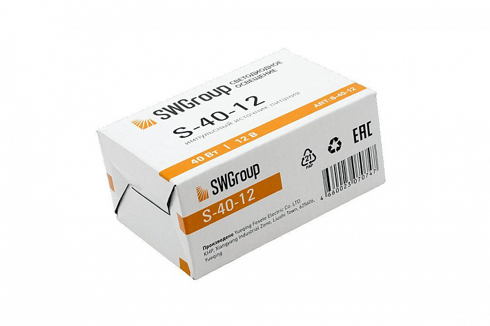 Блок питания SWG 12V 40W IP20 3,33A S-40-12 000126