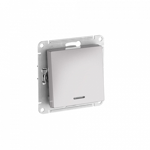 Systeme Electric AtlasDesign Алюминий Переключатель 1-кл с подсветкой, сх.6а, 10АХ, мех., быстрозажим. клем.