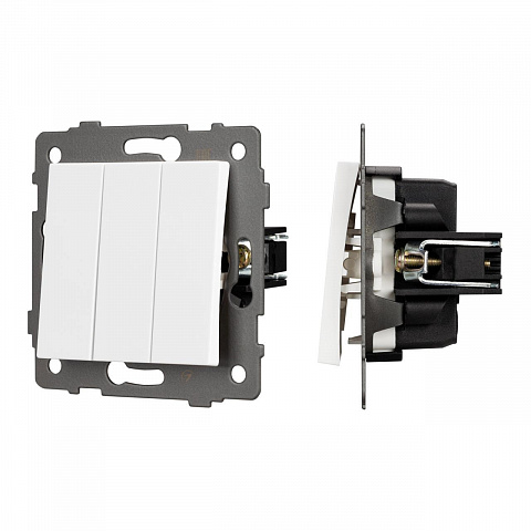 Механизм выключателя трехклавишный непроходной SWT-MK03-PL-WH-V (250V, 10A) Arlight 049896
