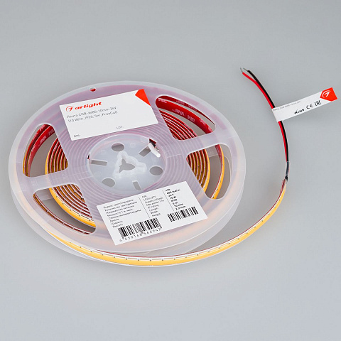 Светодиодная лента Arlight 10W/m 480Led/m CSP теплый белый 5M COB-X480-10mm 24V Warm3000 044196