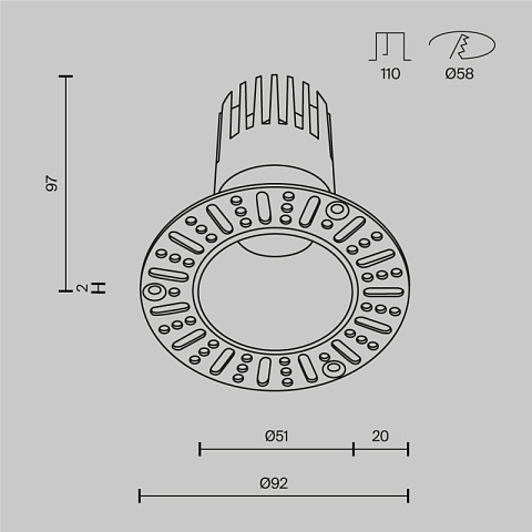 Встраиваемый светильник Maytoni DL120-10W-3K-TRS-W