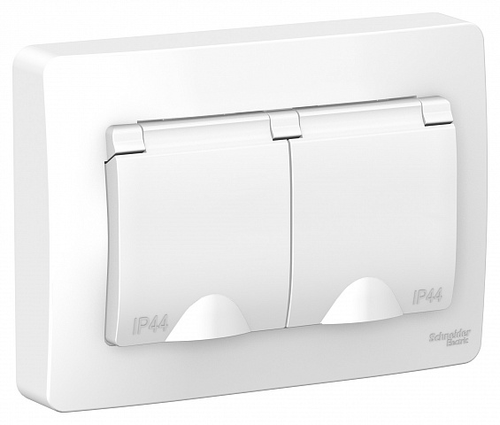 Systeme Electric Blanca внутр Бел Розетка 2-ая с/з со шторками IP44, 16А, 250В