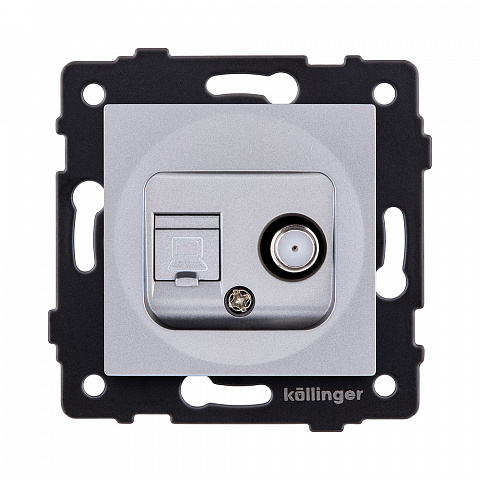 Розетка двойная спутниковая SAT + RJ45 Cat.6, серый Kollinger REA-022GY для Aspekt, Eleganz, Reflex