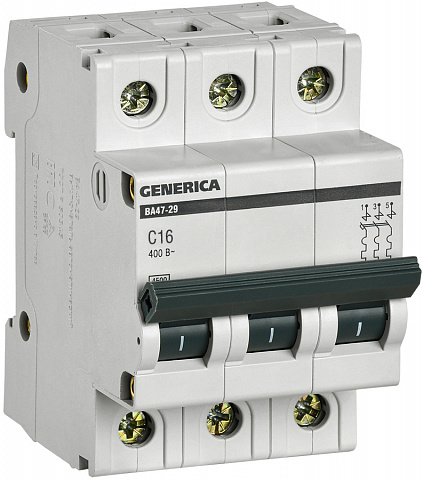 IEK GENERICA Авт. выкл. ВА47-29 3Р 16А 4,5кА х-ка С