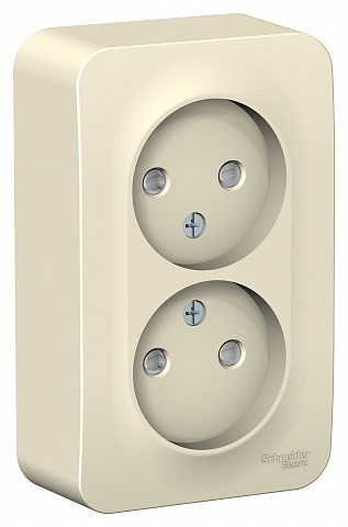 Systeme Electric Blanca наруж Молочная Розетка 2-ая б/з со шторками 16А, 250В, изолир. пластина