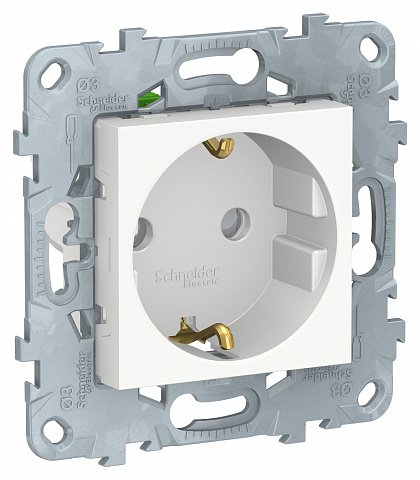 Schneider Electric Unica New Бел Розетка с/з со шторками, с быстрозажимными клеммами, 16А, 250В