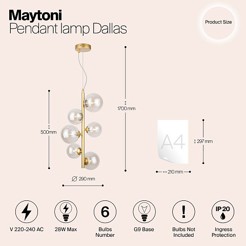 Подвесная люстра Maytoni MOD545PL-06G