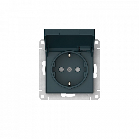Systeme Electric AtlasDesign Изумруд Розетка с заземл. со шторк. с крышкой, 16А, IP20, мех., быстрозажим. клем.