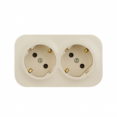Legrand Quteo IP 20 Слоновая кость Розеточный блок с предварительным подключением 2 x 2К+З с защитными шторками - 16 A - 250 В~