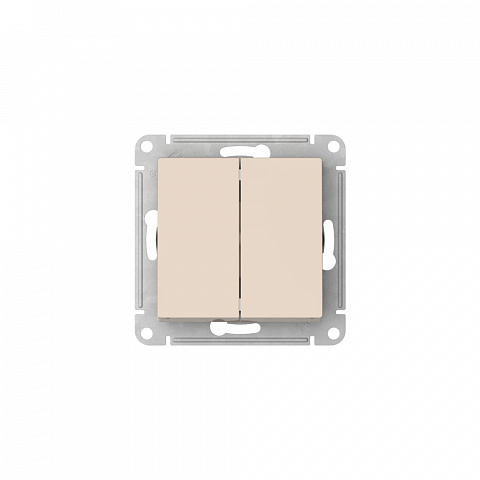 Systeme Electric AtlasDesign Бежевый Выключатель 2-клавишный, сх.5, 10АХ, мех., быстрозажим. клем.