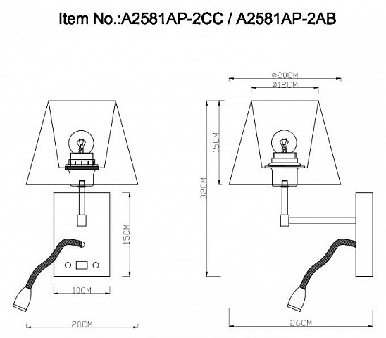 Бра ARTE Lamp A2581AP-2CC