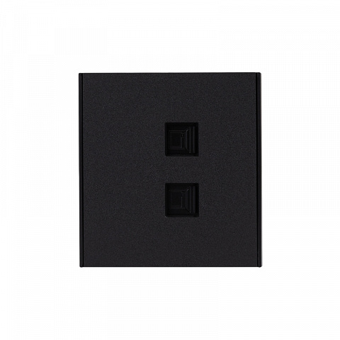KRANZ STRONG Розетка компьютерная двойная RJ45+RJ45 кат6 с/у антрацит , с 1-пост. рамкой