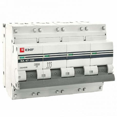 EKF PROxima ВА 47-100 Автоматический выключатель  (D) 4P 80А 10kA