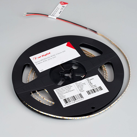 Светодиодная лента Arlight 7W/m 182Led/m 2216SMD теплый белый 5M MICROLED-M182-3.5mm 24V Warm3000 045010