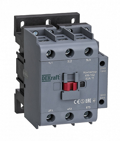Dekraft Контактор 80А 230В АС3 АС4 1НО+1НЗ КМ-102