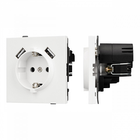 Механизм розетки с USB зарядкой SCT-TENDO-MUAA-SFPL-WH (230V, 16A) Arlight 054606