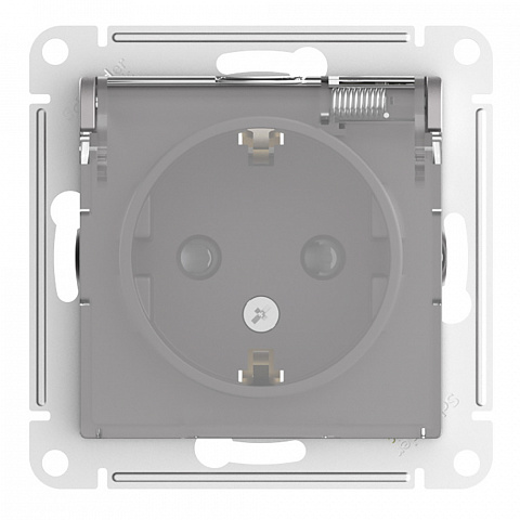 Systeme Electric AtlasDesign Aqua Алюминий Розетка с/з со шторками с прозрач. крышк, 16А,IP44, мех