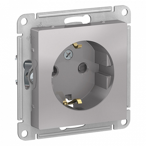 Systeme Electric AtlasDesign Алюминий Розетка с/з со шторками, 16А, механизм