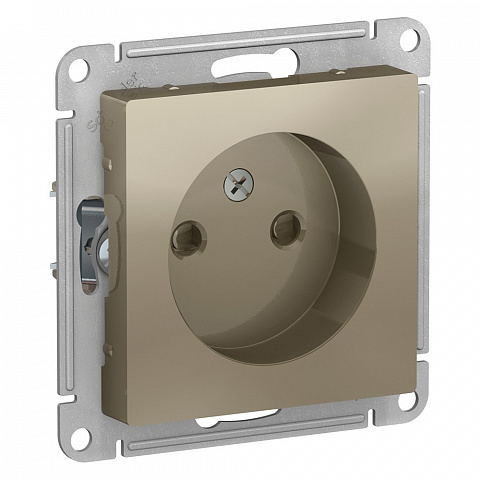 Systeme Electric AtlasDesign Шампань Розетка б/з со шторками, 16А, механизм