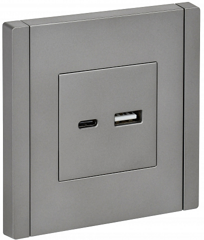IEK FORTE&PIANO Сталь Розетка USB A+C 3,1А FP550