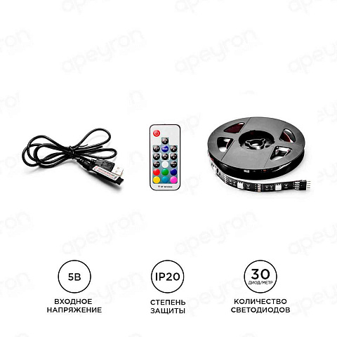 Светодиодная лента Apeyron 7,2W/m 30LED/m 2835SMD разноцветная 2х0,5M 10-70