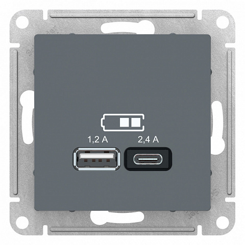 Systeme Electric AtlasDesign Грифиль USB A+С, 5В/2,4А, 2х5В/1,2А, механизм