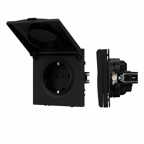 Механизм розетки влагозащищённый SCT-NOBE-MCP-SFPL-BK (230V, 16A) Arlight 054281