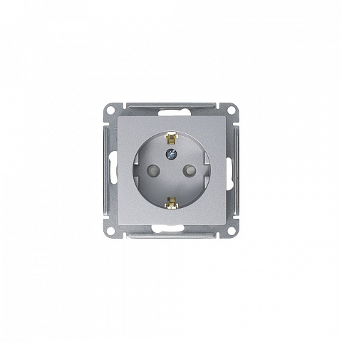 Systeme Electric AtlasDesign Алюминий Розетка с/з со шторками, 16А, механизм