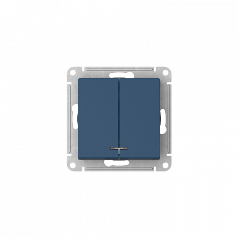 Systeme Electric AtlasDesign Аквамарин Выключатель 2-клавишный с подсвет.,сх.5а, 10АХ,мех., быстрозажим. клем.
