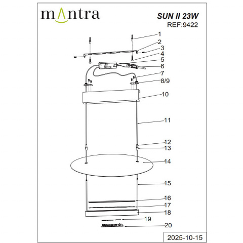 Подвесная люстра Mantra 9422
