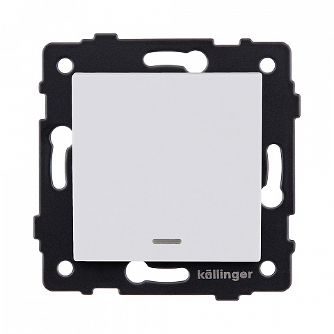 Выключатель 1-клавишный проходной 10А/250В с LED подсветкой, белый матовый Kollinger REA-S-004WM для Aspekt, Eleganz, Reflex