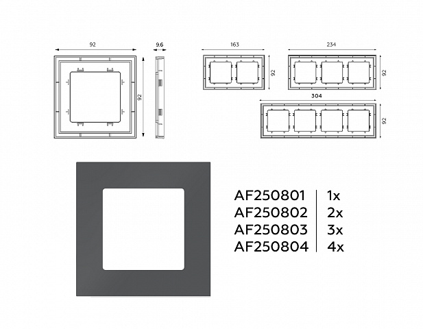 AF250803 Рамка ALFA Qubi (Графит Мягкое касание) 3-ая