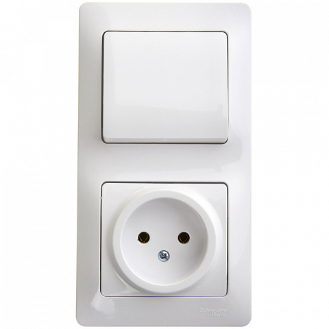 Systeme Electric Glossa Бел Блок: розетка и 1-кл. выключатель